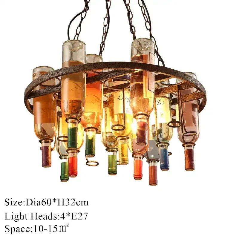 ثريا زجاجات النبيذ المعدنية الصناعية من DecorBites™ لديكور LED للمقهى والبار