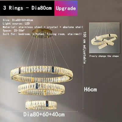 DecorBites™ Crystal LED Chandelier for Kitchen Dining Room Duplex Villa Lighting Fixtures