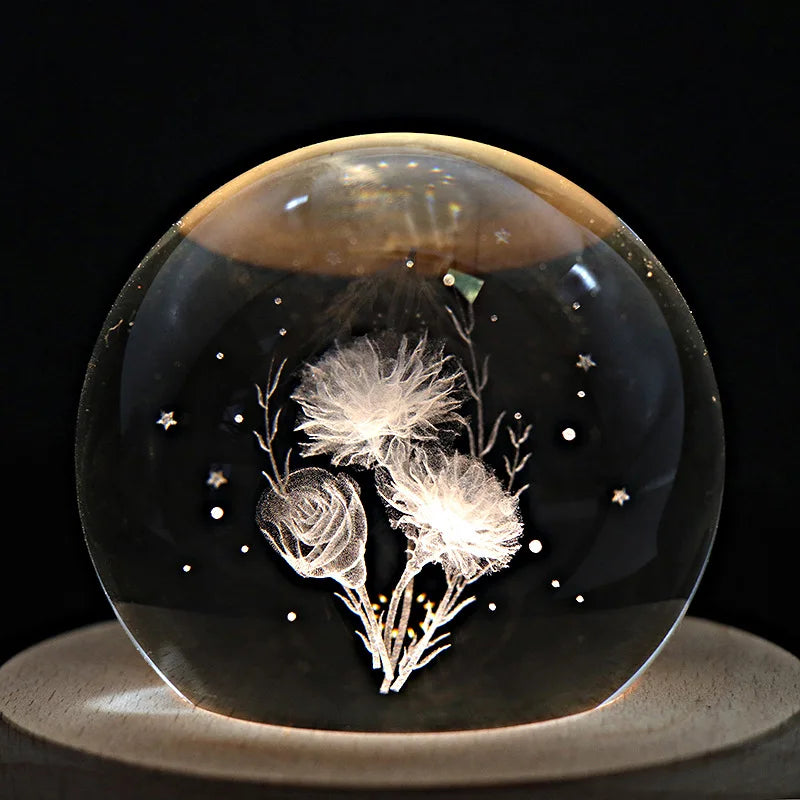 DecorBites™ Crystal Ball Music Box: Rotating Light Projection, Birthday & Valentine's Day Gift