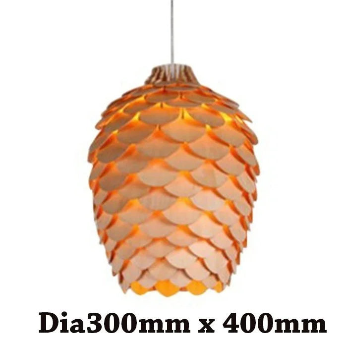 Nordic Oak Pinecone Wood Pendant Light