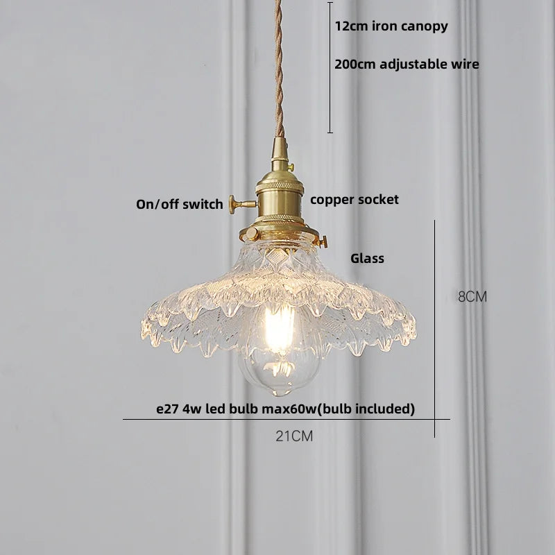 DecorBites™ Clear Glass LED Pendant Lights with Copper Knob Switch for Dining Room