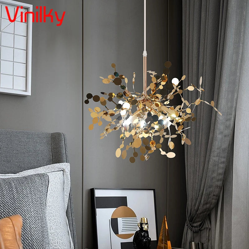 Nordic Stainless Steel 3-Light Pendant Lamp, Gold/Silver