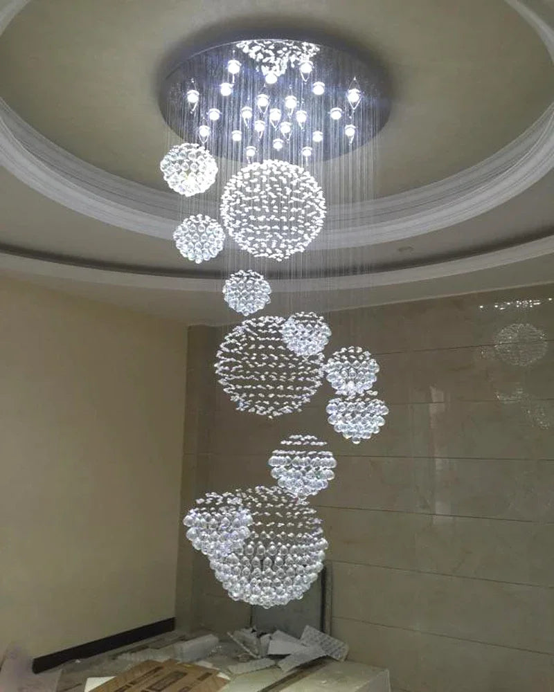 DecorBites™ Crystal Ball LED Chandelier: Modern Luxury Pendant Lighting for Living Room
