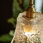 Nordic Flower Glass Pendant Light in Polished Copper
