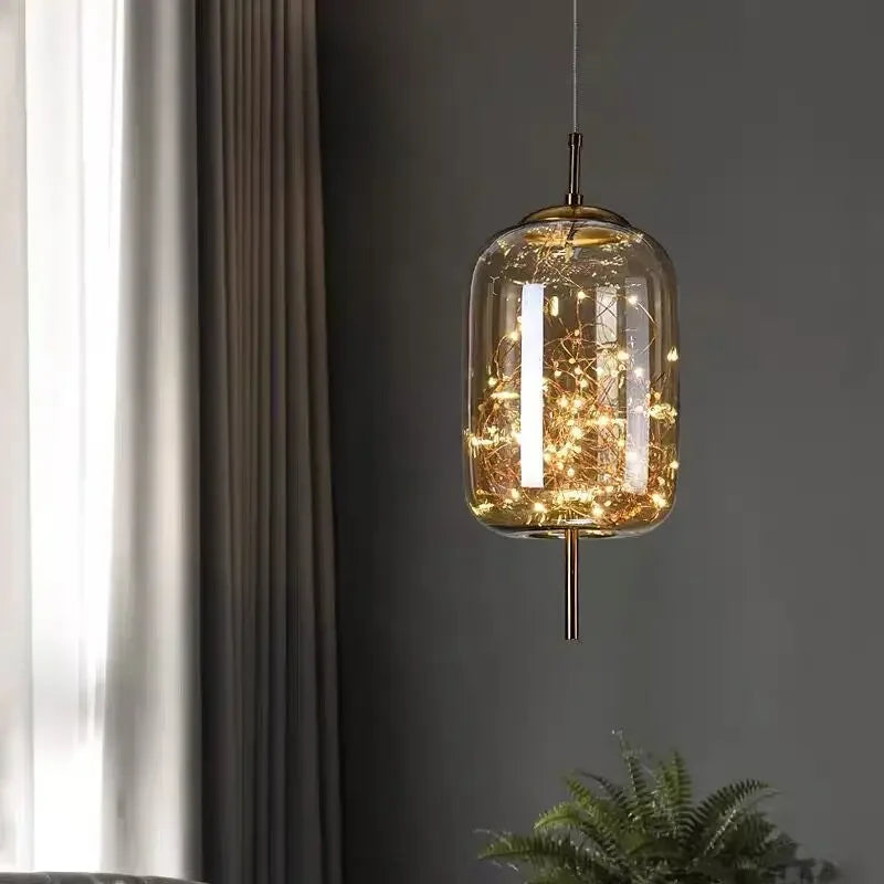 DecorBites™ مصابيح قلادة زجاجية: ثريا سقف LED عصرية لغرفة النوم والحمام