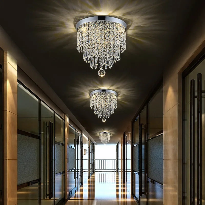 DecorBites™ ثريا كريستال للسقف: إضاءة LED فاخرة لغرفة المعيشة والردهة والشرفة