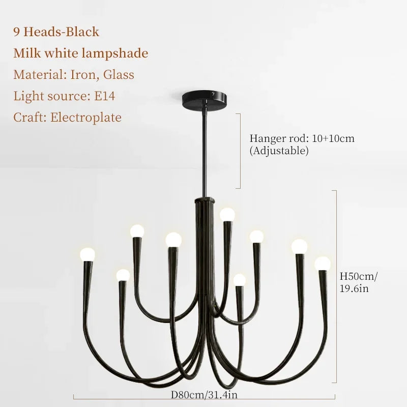 DecorBites™ French Candle Led Chandelier Black Gold Kitchen Modern Island Light
