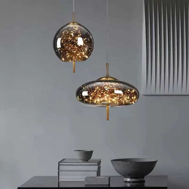 DecorBites™ مصابيح قلادة زجاجية: ثريا سقف LED عصرية لغرفة النوم والحمام