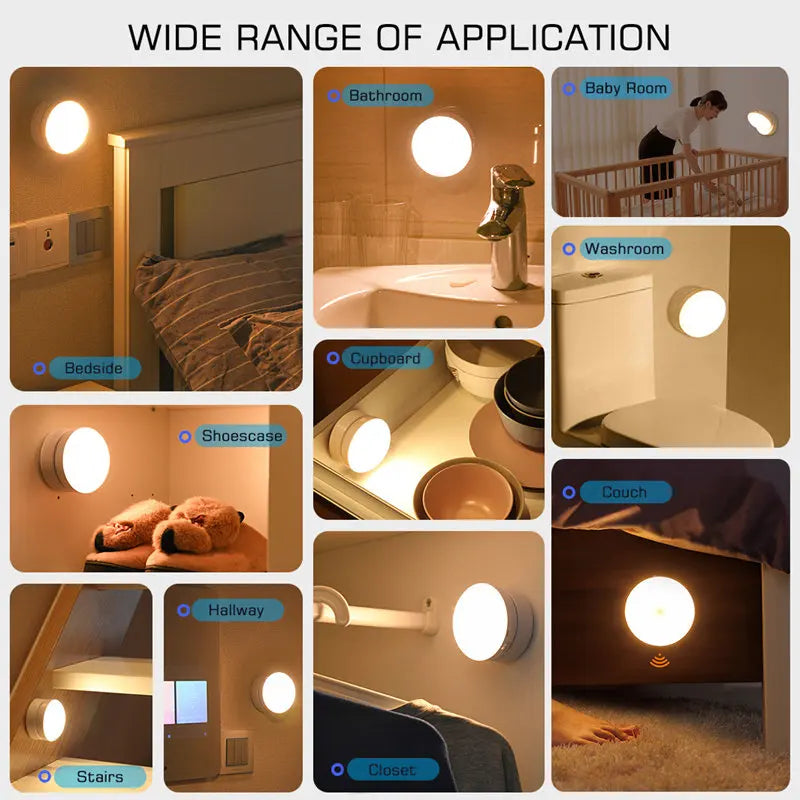 DecorBites™ 360° Rotate Night Light USB Rechargeable Magnet Wall Lamp for Staircase Bedroom