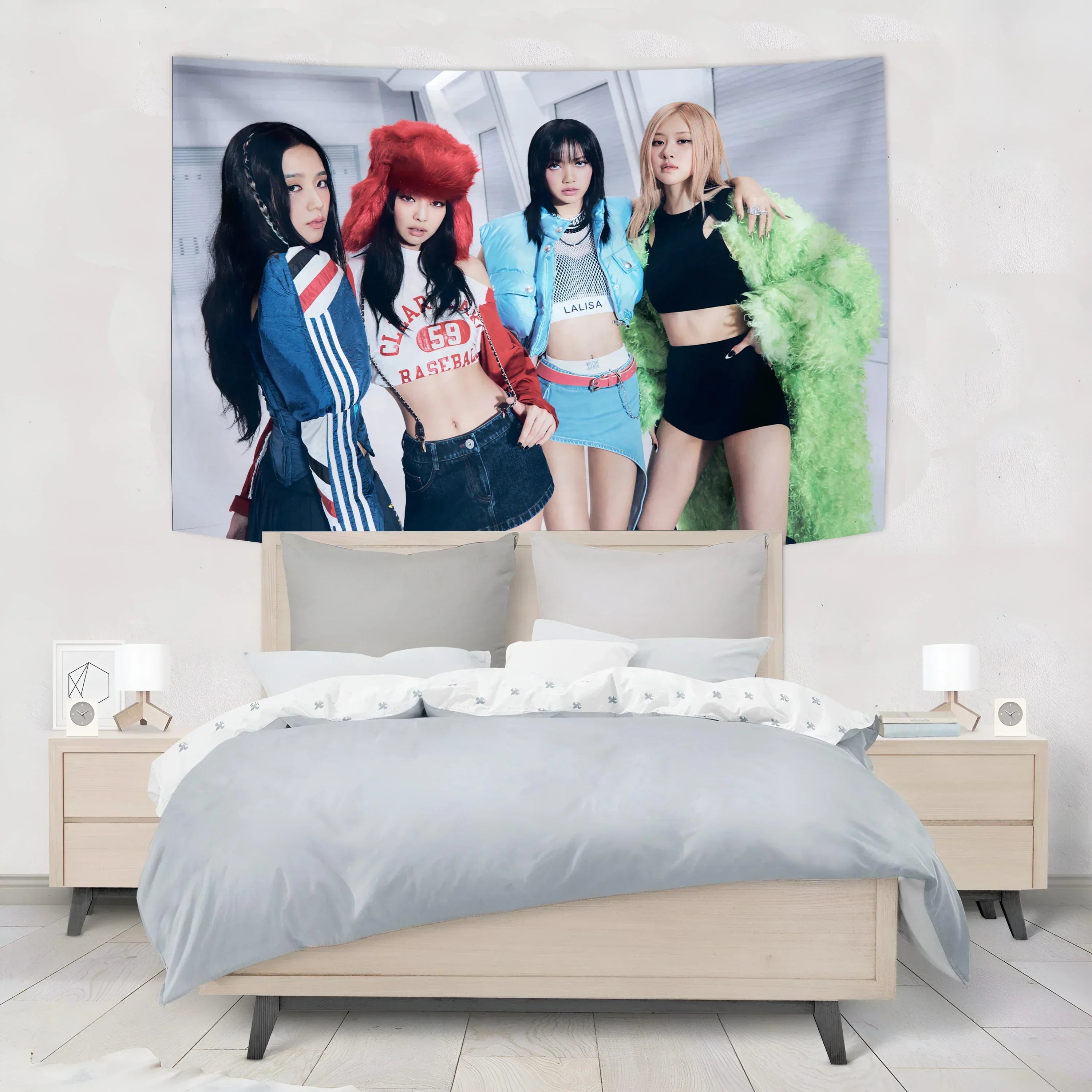 ديكوربايتس™ Kpop بلاك بينك مجموعة فتيات نسيج راية حفل لوحة زخرفية