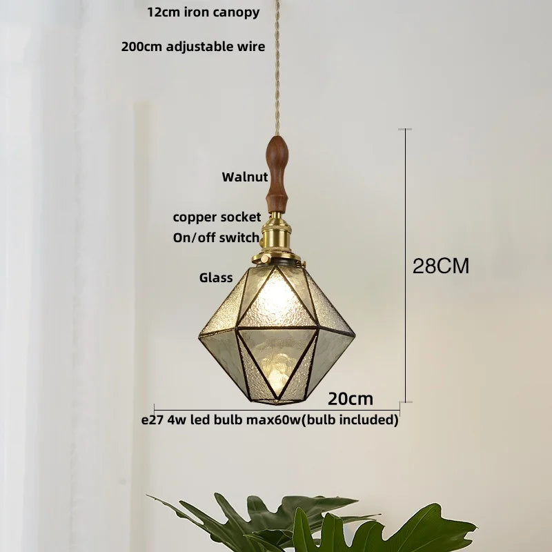 DecorBites™ Blue Glass LED Pendant Light Fixture Modern Nordic Wire Hanging Lamp