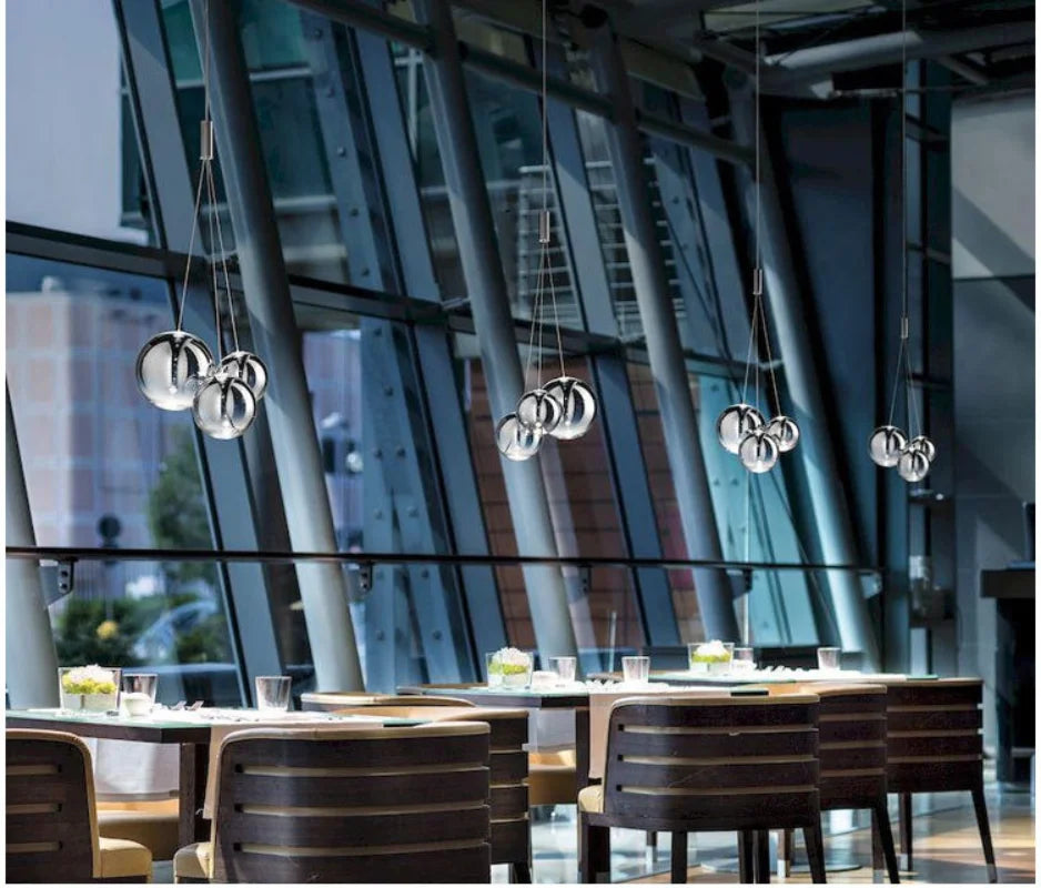 DecorBites™ Glass Ball Pendant Lamp: Modern Kitchen Dining Room Hanging Light.