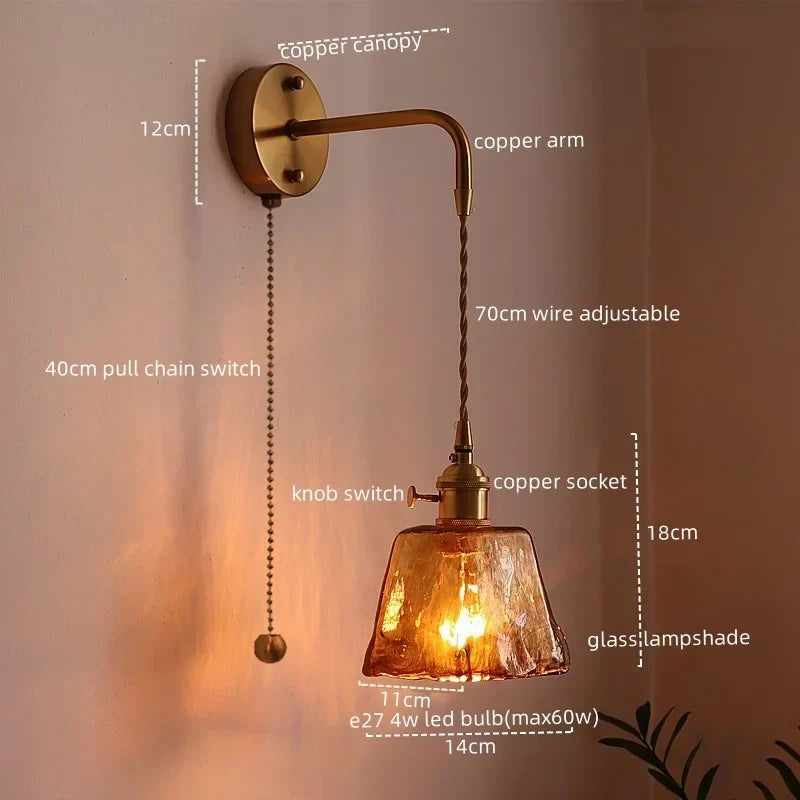 DecorBites™ Glass Copper LED Wall Lights for Home Restaurant Living Room Bedroom