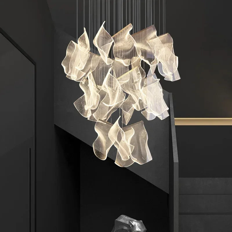 ثريا LED من DecorBites™: مصباح معلق عصري قابل للتعديل لغرفة المعيشة وإضاءة الدرج