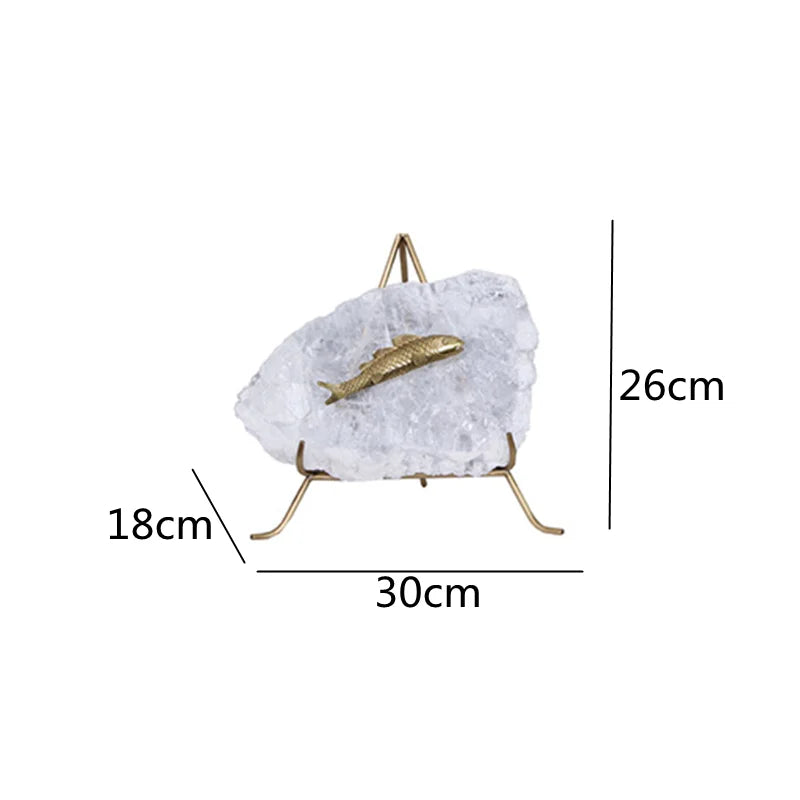 حلية كريستالية على شكل سمكة ذهبية من DecorBites™ لتزيين المنزل، تمثال معدني