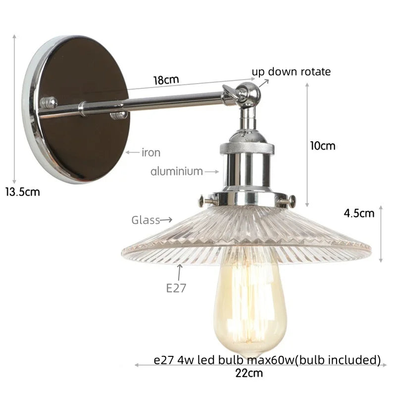 مصابيح حائط LED صناعية لوفت من DecorBites™ لغرفة النوم، مصباح درج بقابس