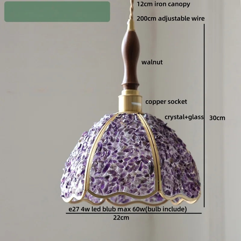DecorBites™ Copper Walnut LED Pendant Lamp Crystal Glass Hanging Light