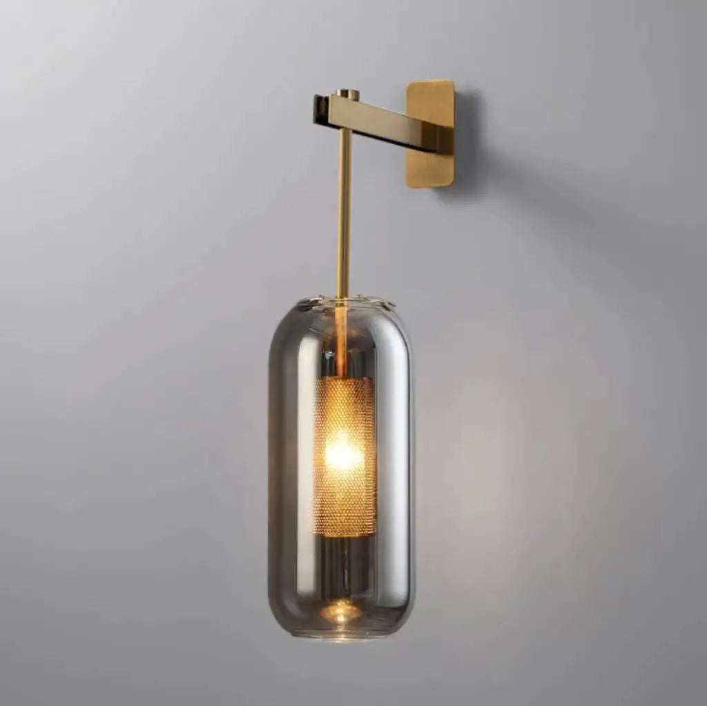 DecorBites™ مصباح حائط زجاجي ذهبي للحمام والمنزل والفنادق