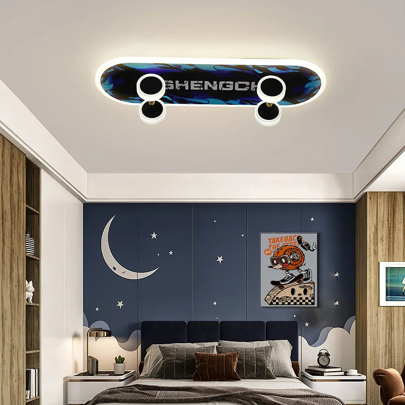 مصباح سقف LED من DecorBites™ بتصميم لوح تزلج للأطفال لغرف الأطفال العصرية