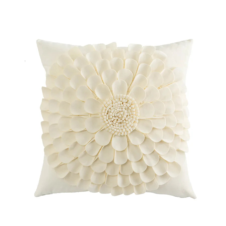 DecorBites™ 3D Velvet Flower Pillow Covers in Yellow Beige 45x45cm