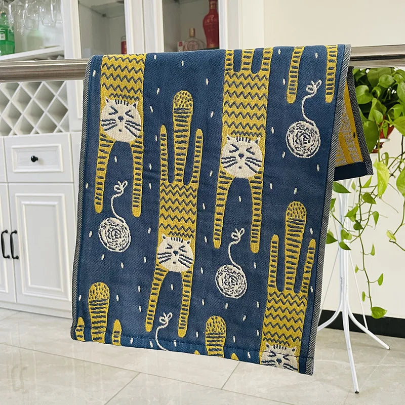 DecorBites™ مناشف وجه كرتونية للأطفال - طقم من 3 | بطبعة قطط | 100% قطن | 25*50 سم