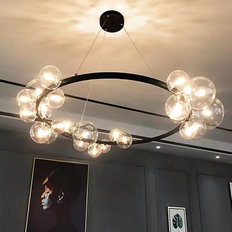 DecorBites™ Glass Chandelier G9 Hanging Light for Living Room Bedroom Decor