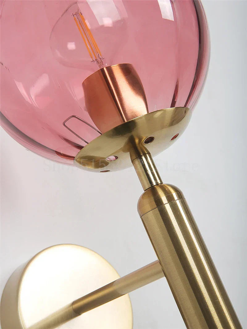 DecorBites™ Blue Glass Balls Wall Lamp: Modern Living Room Bedroom Sconce for TV Background.