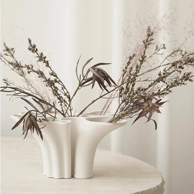 DecorBites™ Abstract Geometry Ceramic Vase for Flower Arrangement