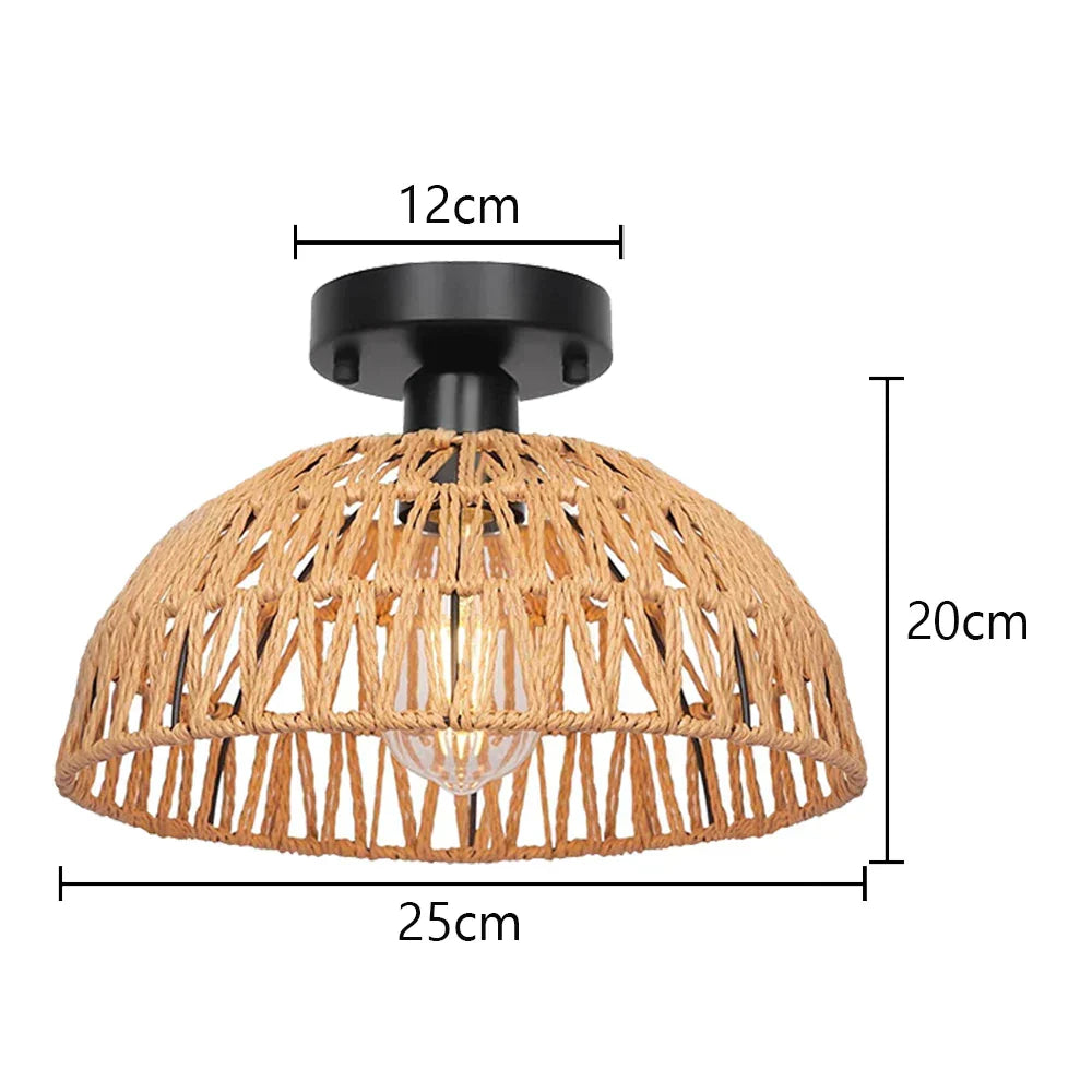 ثريا سقف بحبل القنب من DecorBites™ لغرفة النوم وغرفة المعيشة والمطبخ LED