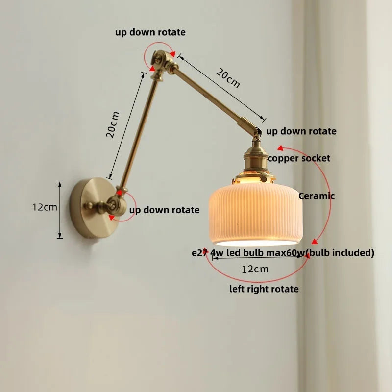 DecorBites™ Ceramic Copper LED Wall Lights with Pull Chain Switch - Nordic Modern Bedside Lamp