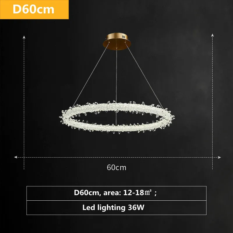 مصباح معلق كريستالي فاخر من DecorBites™ - مصباح دائري LED قابل للتعتيم بتصميم آرت ديكو