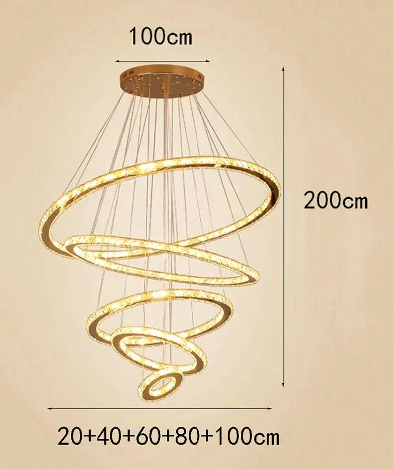DecorBites™ Crystal Stair Chandelier: Modern Indoor LED Ceiling Hanging Light