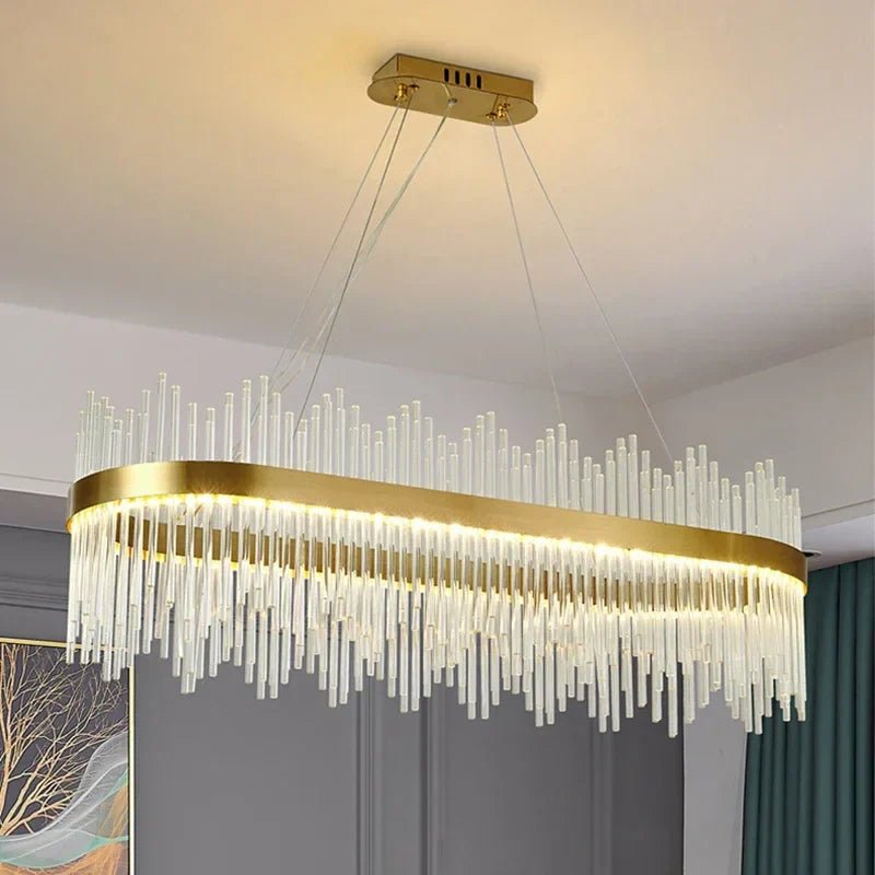 ثريا كريستال دائرية ذهبية DecorBites™ LED: إضاءة منزلية معلقة أنيقة لغرفة المعيشة وغرفة النوم والمطبخ