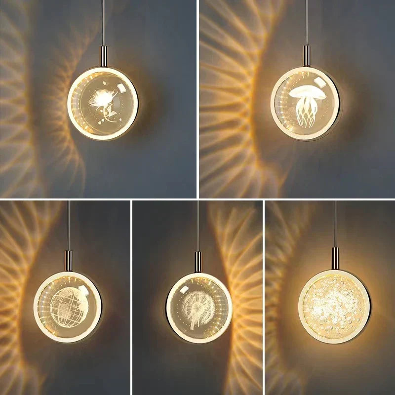 DecorBites™ Dandelion Crystal Ball Chandelier LED Hanging Lamp for Bedroom and Restaurant