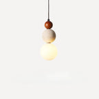 Travertine Stone and Wood Bauhaus Pendant Light