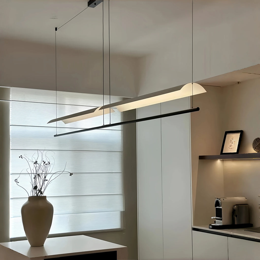 Wabi-Sabi Black Metal Acrylic Strip Pendant Light
