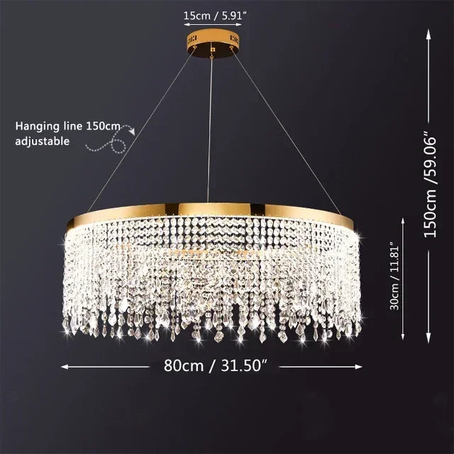 DecorBites™ Crystal Circle LED Chandelier for Luxury Living Room Décor