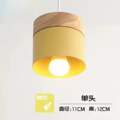 Nordic Macaron Wood & Iron Pendant Light
