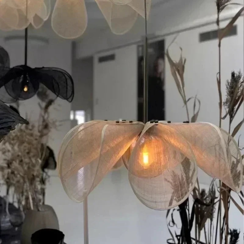 Wabi-Sabi Fabric Flower Pendant Light