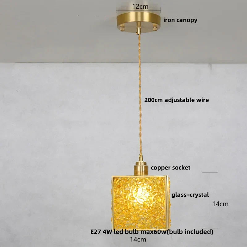 DecorBites™ Crystal Glass LED Pendant Lamp with Adjustable Copper Socket for Modern Luxury Décor