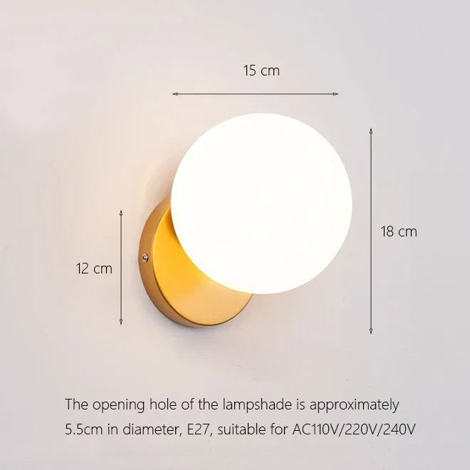 DecorBites™ Iron Wall Lamp with Glass Ball, Elegant Sconce Light for Home Stairs and Reading