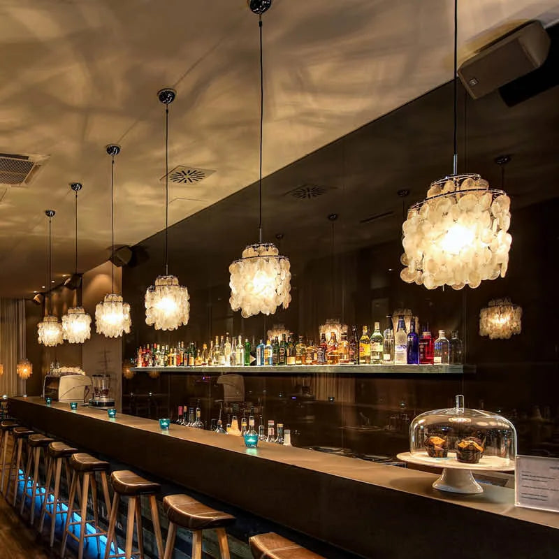 DecorBites™ Aeolian Bells Shell Chandelier for Mediterranean Living Room, Shop, Bar, and Restaurant