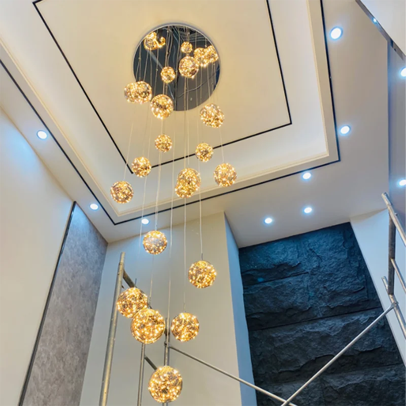 Modern Glass Bubble Staircase Pendant Chandelier