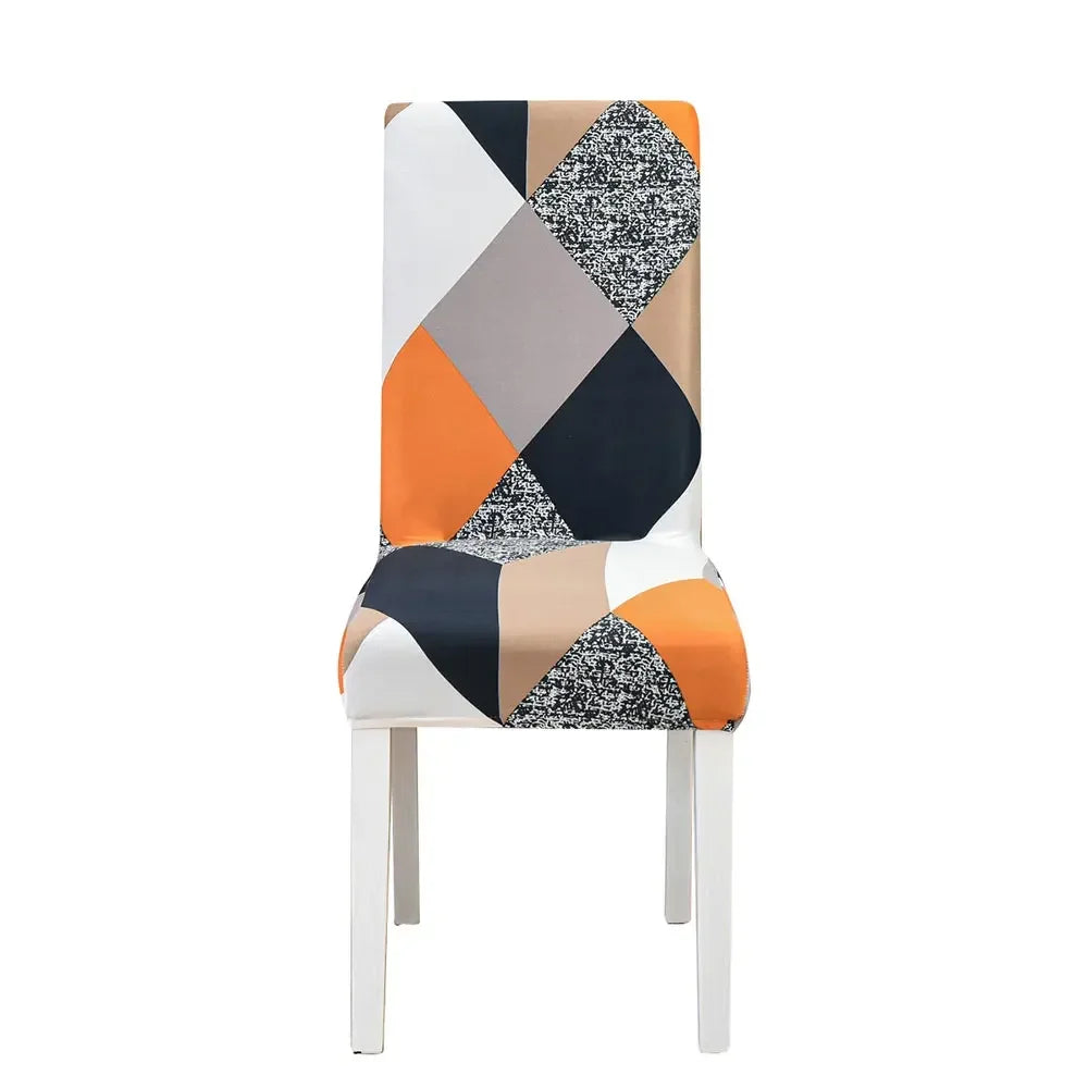 DecorBites™ Geometric Stretch Chair Cover Slipcovers | Elastic Seat Case