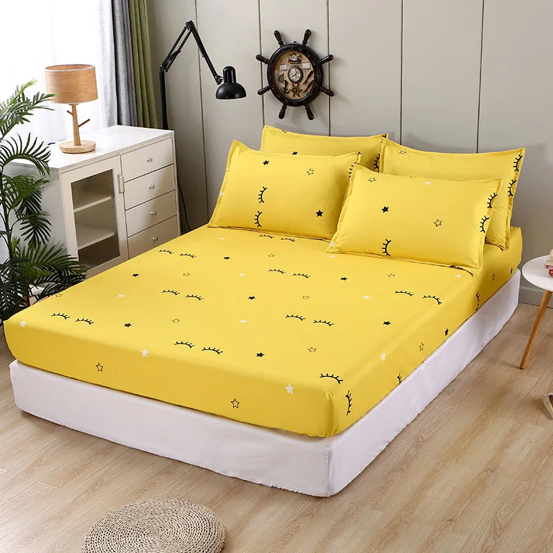 طقم ملاءة جاهزة DecorBites™ Golden Feather: 120/150/180 سم + 2 غطاء وسادة