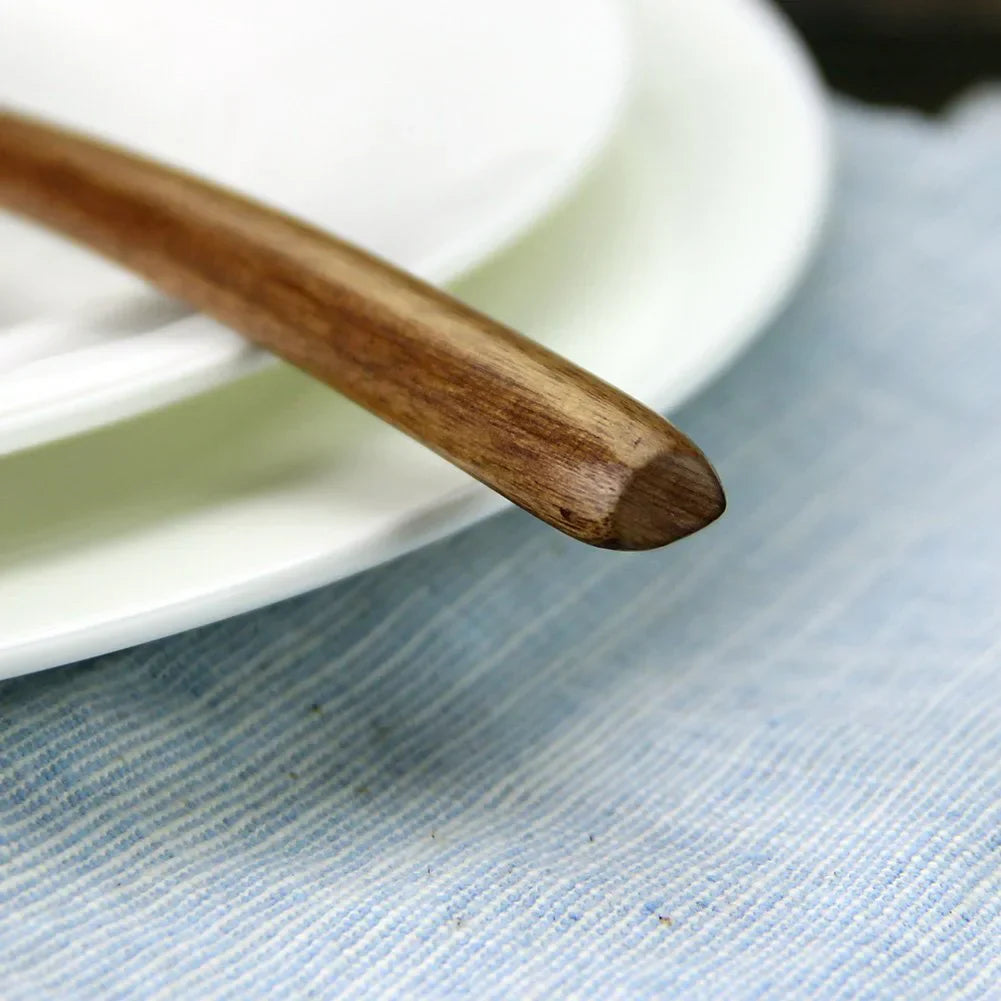 5 Pieces Wooden Spoon Soup Spoon and Fork Tableware Set