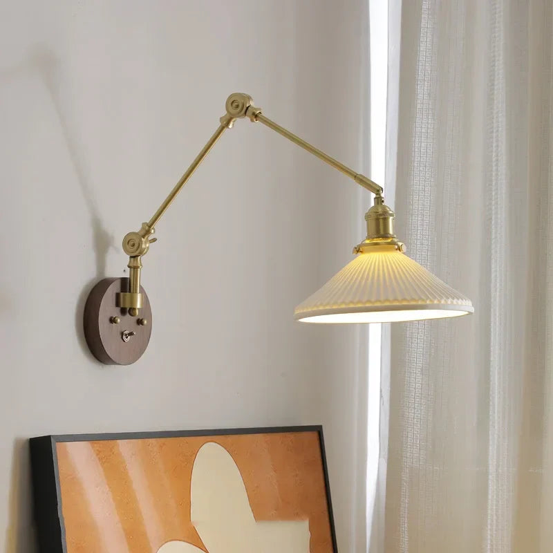 DecorBites™ LED Wall Lamps Pull Chain Switch Modern Stair Light Fixtures, Ceramic Copper