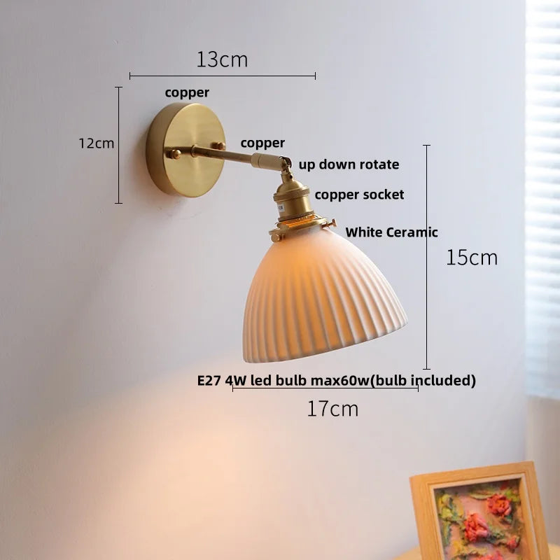 DecorBites™ Ceramic Canopy LED Wall Sconce Modern Bedroom Light Fixture