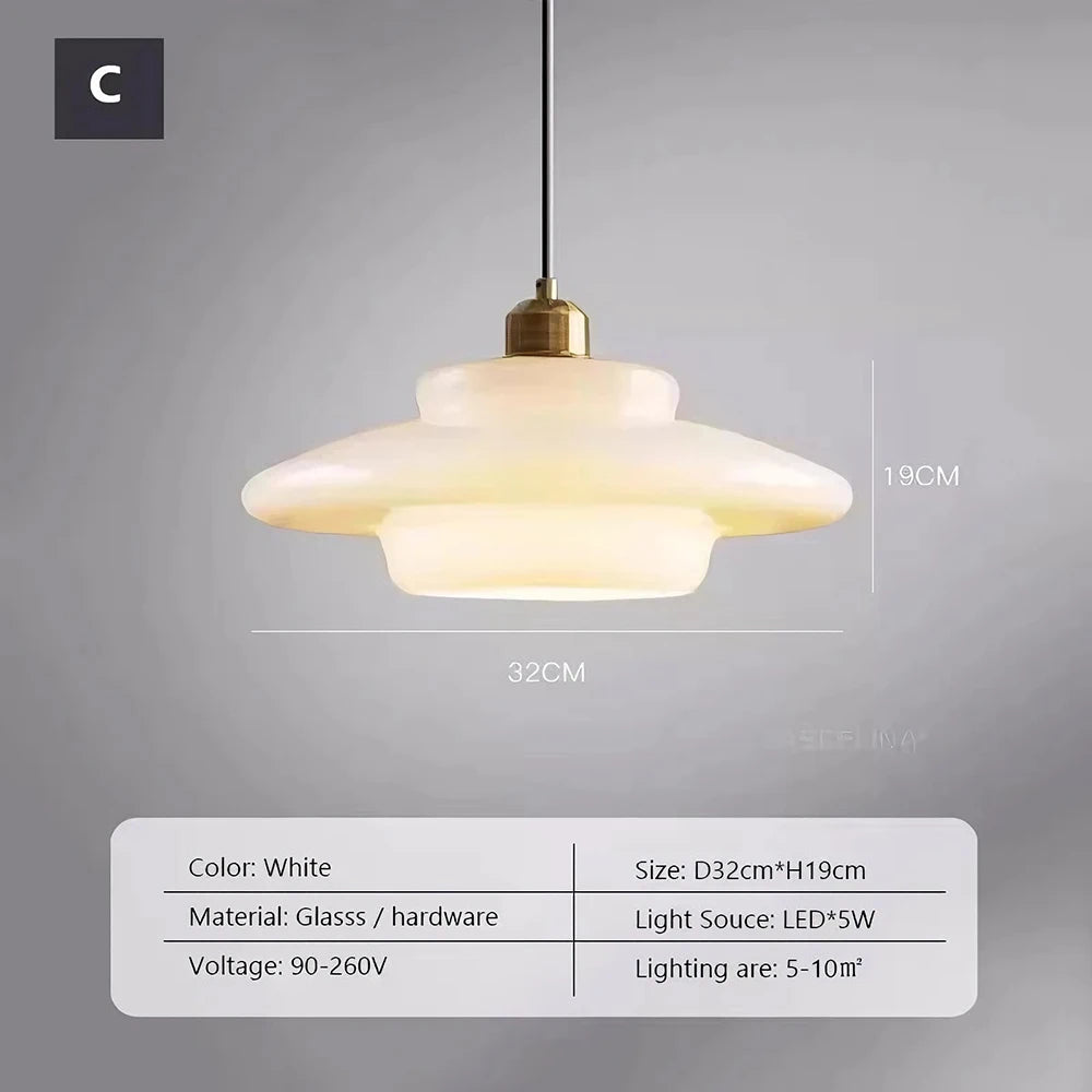 Nordic Cream Glass Pendant Light With Nickel Finish