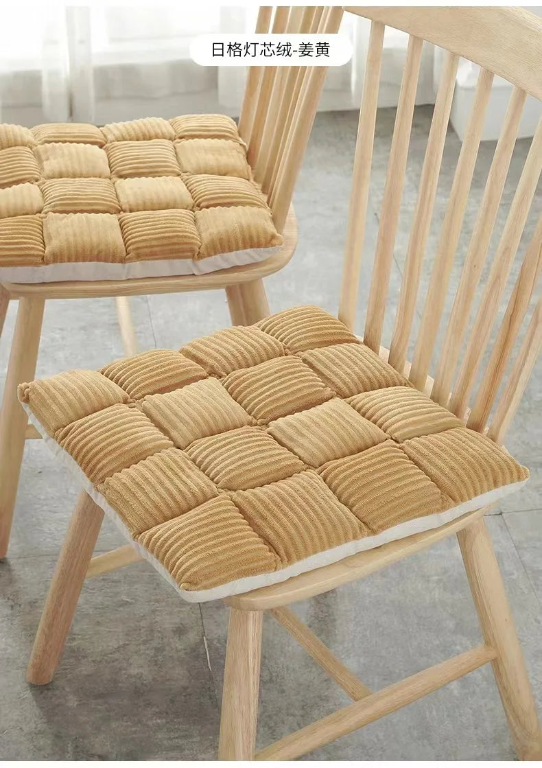 DecorBites™ Corduroy Cushion: Plaid Thickened Office Chair, Dining Chair, Sofa Floor Cushion
